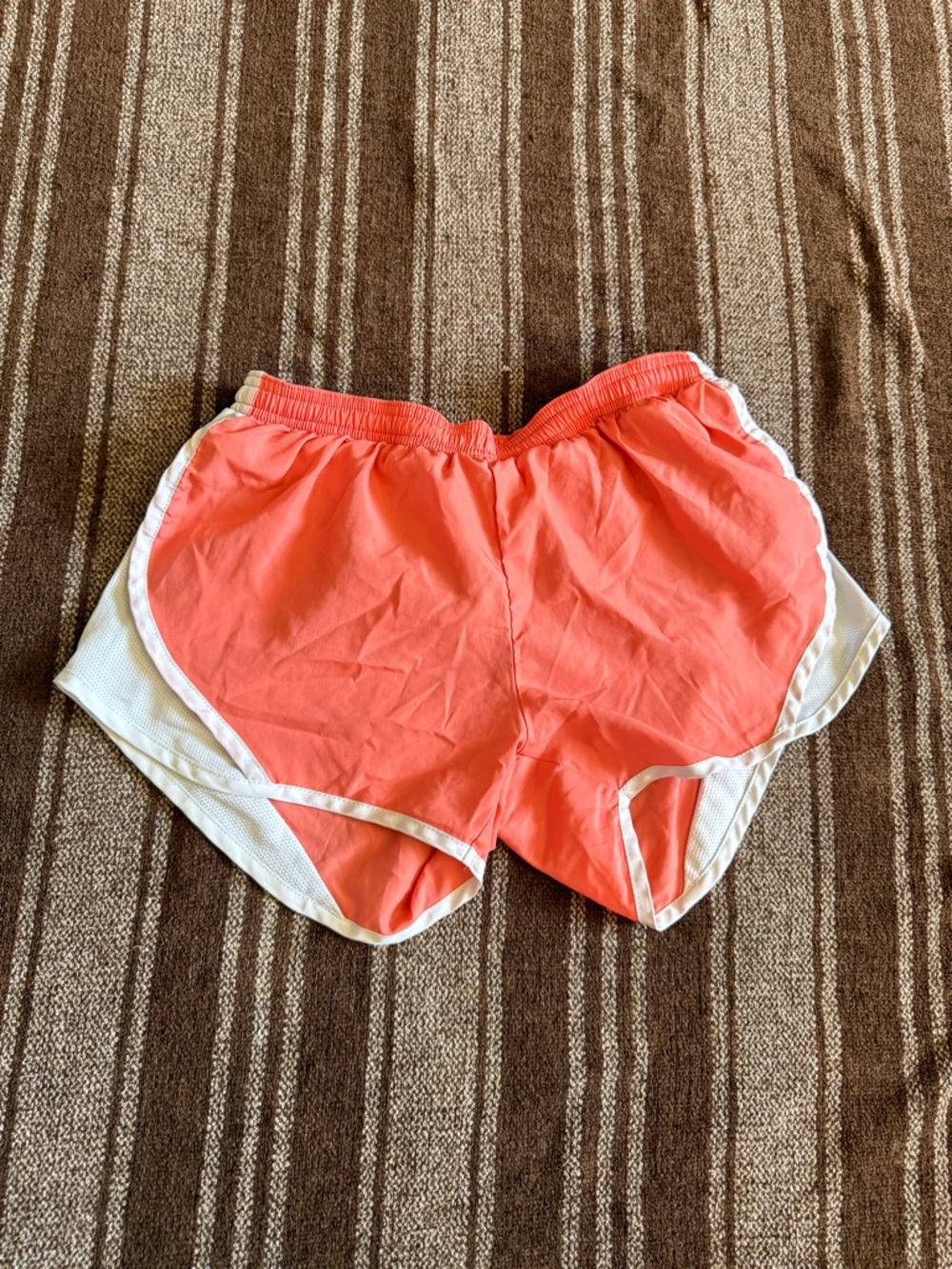 Coral Women's Athletic Running Shorts with White Trim